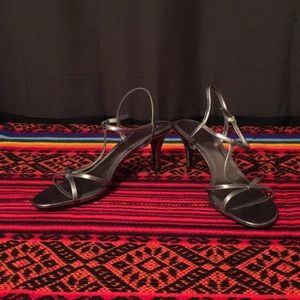 Ralph Lauren Metallic Gun metal sandals.  81/2